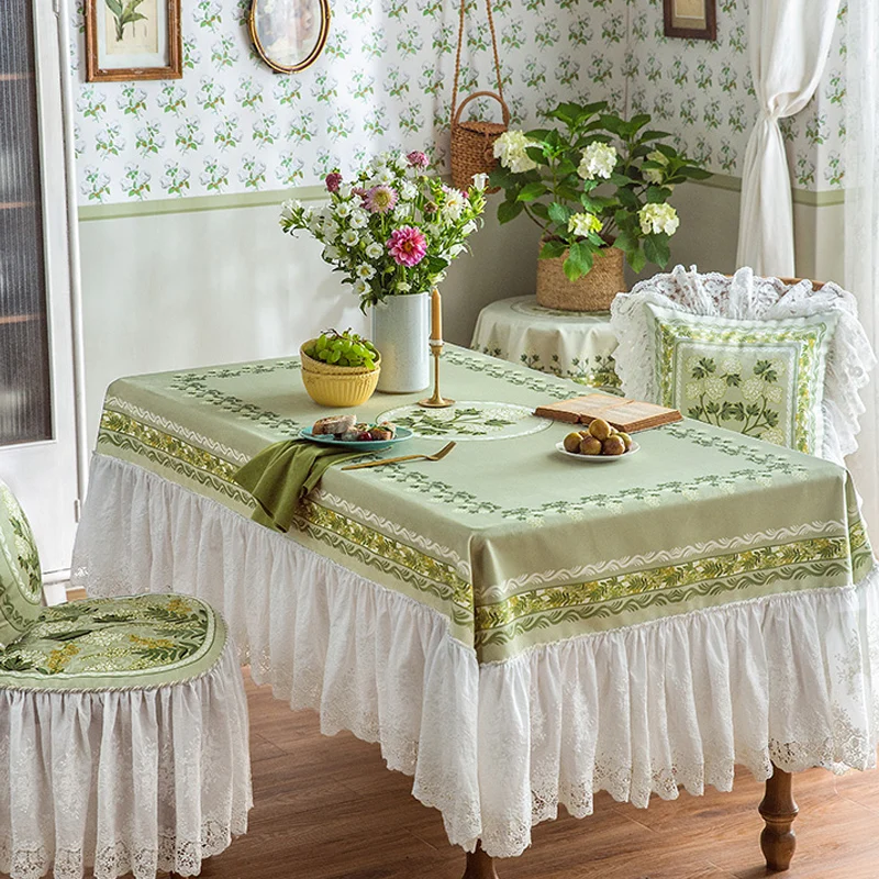 

Pastoral American Living Room Tablecloth Light Luxury Lace Tablecloth Wine Cabinet Cover Cloth Advanced Feeling