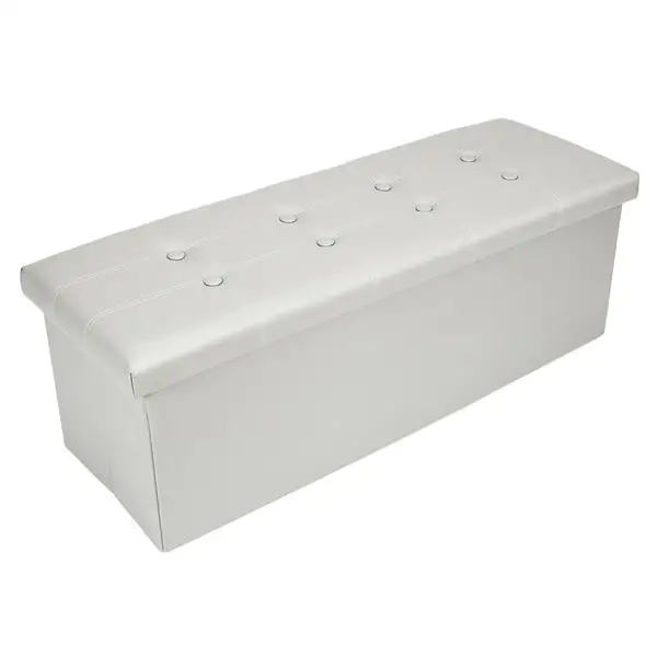 

Home Living Room Footstool Decoration Practical PVC Leather Rectangle Shape with Leather Button Footstool Large Size