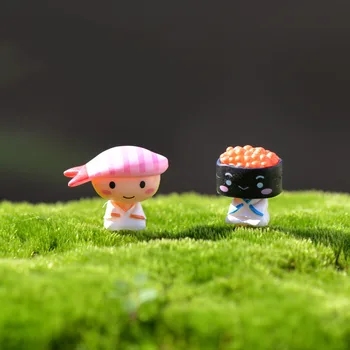 

10PCS Sushi Doll Figurine Miniature Figures Mini Fairy Garden Decoration Cake Ornament Animal Statue Resin Craft Toy Figurine