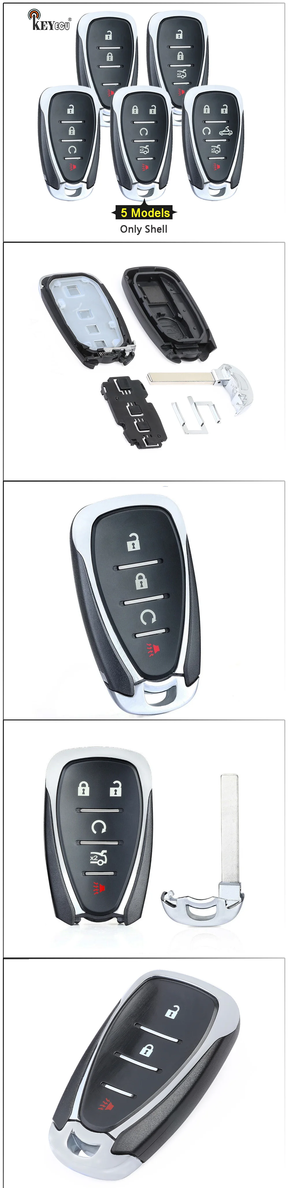 Keyforkess per Chevrolet Cruze Camaro Equinox Malibu Bolt Sonic Spark traversa Volt Trailblazer Keyless Remote Key Shell Case Fob - Ha076edb589e641f78a9dc2ad9c521bf1Z