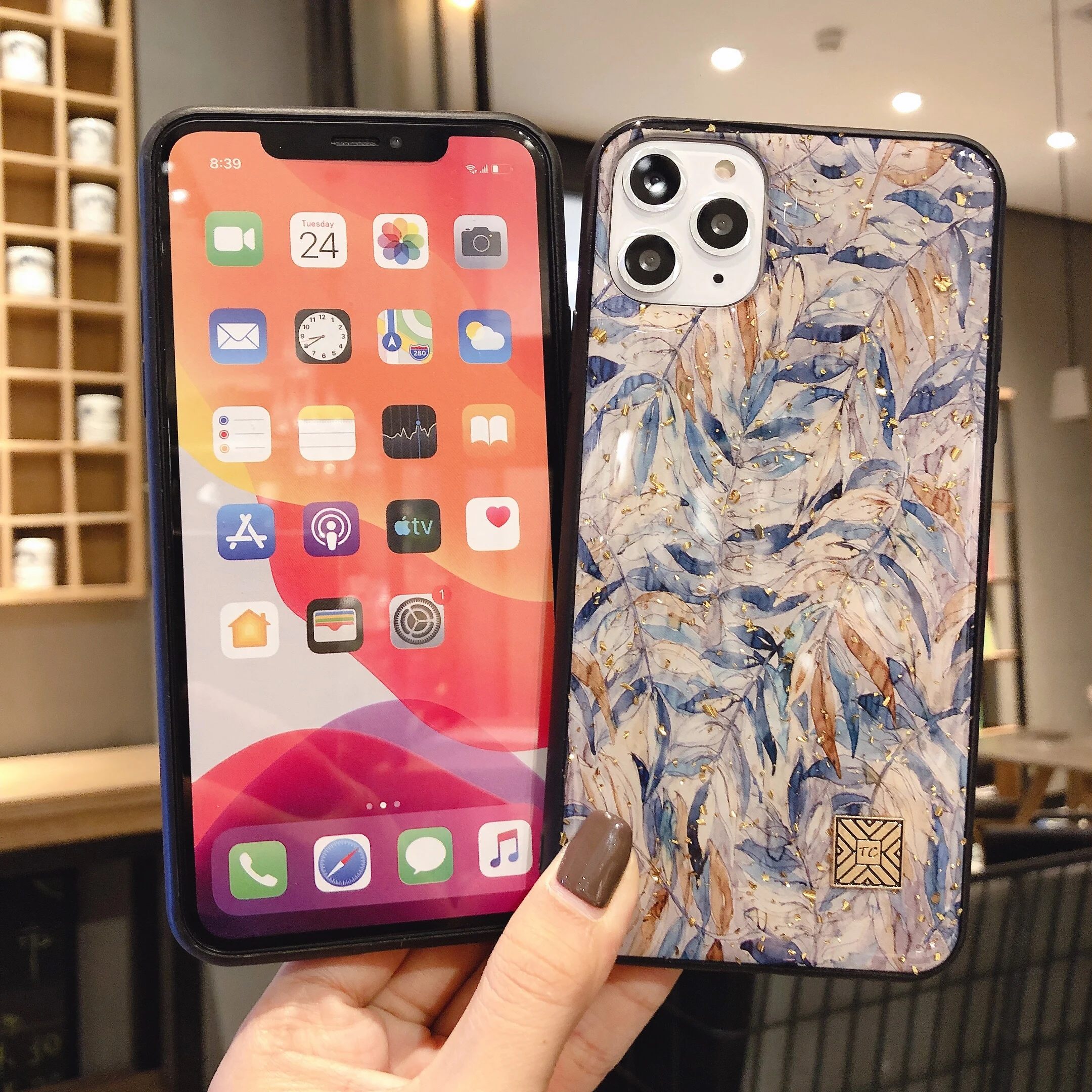 Роскошный цветочный чехол для телефона для iPhone 11 Pro 7 6 8 чехол для iPhone XR XS Max чехол для сотового телефона из золотой фольги для iPhone X XR Max Capa