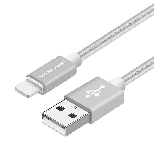 Silver VOXLINK 8 Pin USB кабель упаковка из 10 шт. Алюминий сплава USB кабель с нейлоновой оплеткой провод для зарядки Кабели Зарядное устройство Шнур для iPhone 7,7 Plus, 6S Plus - Цвет: Silver