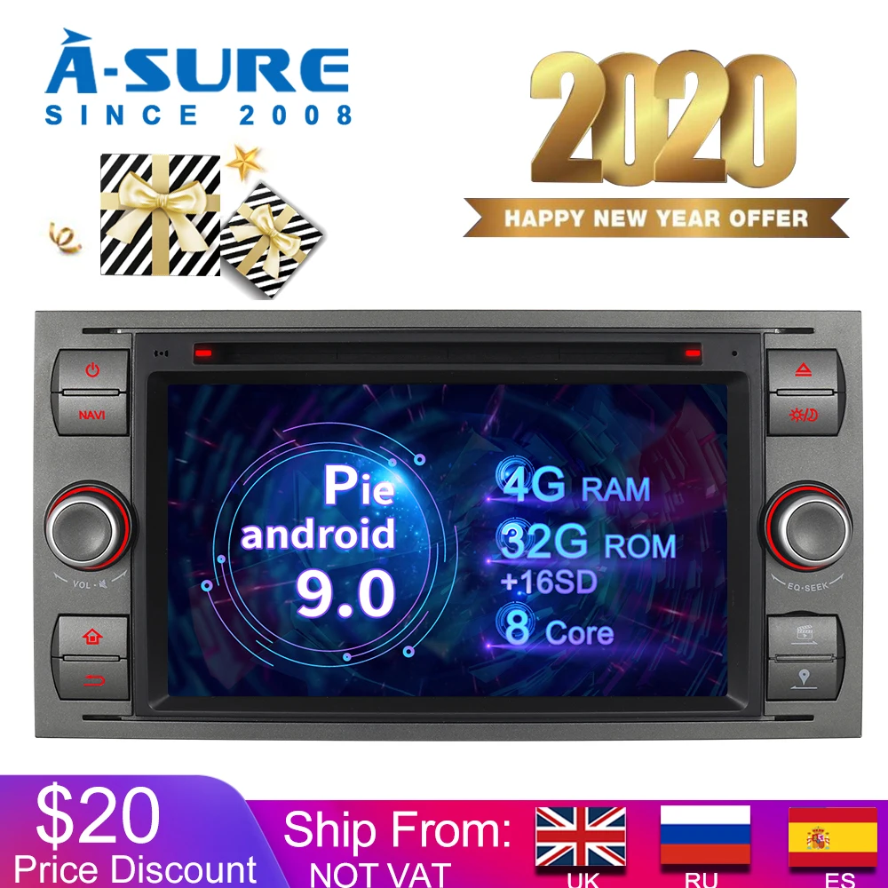 Автомобильный мультимедийный плеер A-Sure 2 Din 8 ядер Android 9 0 авто радио навигатор с GPS