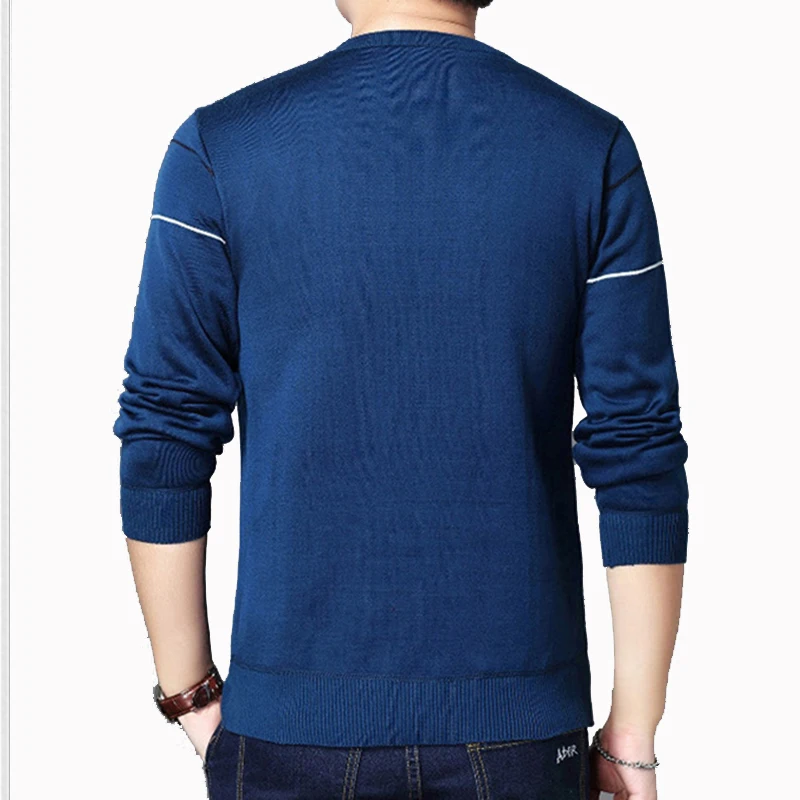 Covrlge, Осенний повседневный мужской свитер с круглым вырезом, полосатый флисовый приталенный вязаный свитер, мужские свитера, пуловеры, пуловер для мужчин, MZM052
