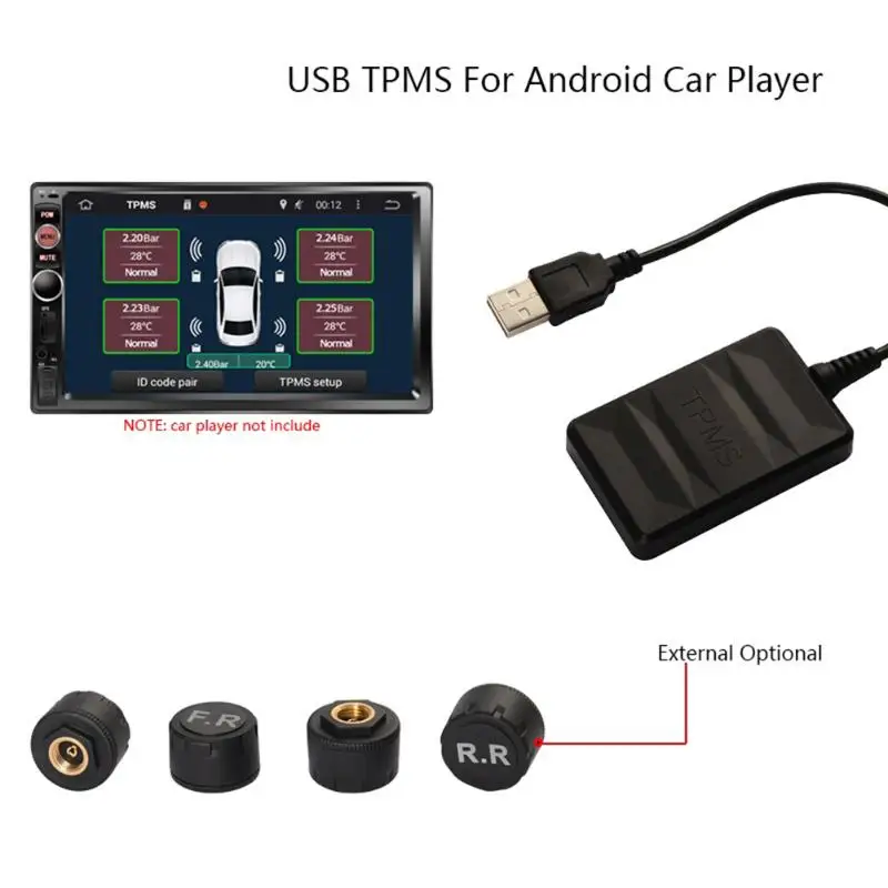 USB Android TPMS автомобильная система контроля давления в шинах дисплей навигационная сигнализация давления в шинах 0-116Psi