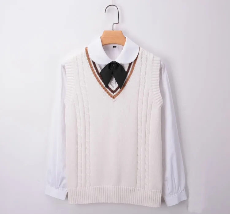 Жилетка JK в японском школьном стиле с v-образным вырезом, свитер с петельками, вязаный свитер, школьная форма, жилет, комплект на осень и зиму, CH-5