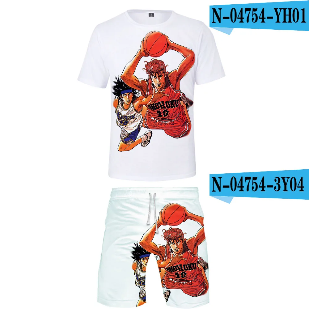 SLAM DUNK комплект из двух предметов футболка и шорты Harajuku для мужчин SLAM DUNK футболка уличная Harajuku короткий рукав плюс размер - Цвет: Оранжевый