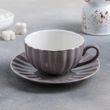 

Pair of tea "Vivienne": cup 200 ml, saucer d = 15 cm, gray