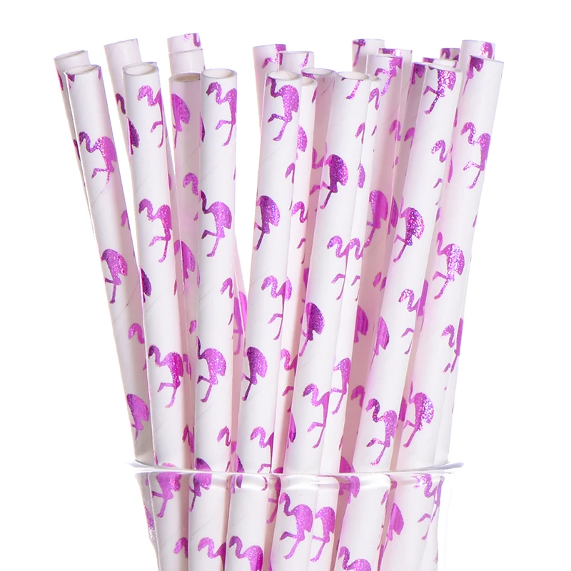 25 шт торт Топпер бумажные соломинки с фламинго для дня рождения украшения дети взрослые выпускные поставки одноразовые Коктейльные трубочки