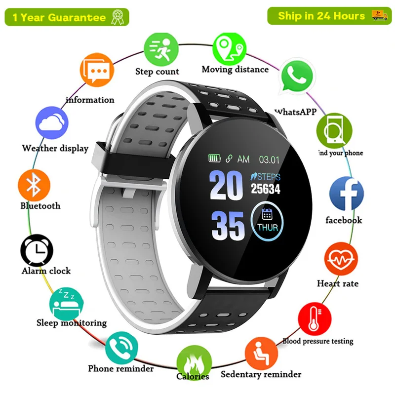 

Smart Watches Waterproof Sports for Iphone Huawei Xiaomi Smartwatch Heart Rate Monitor Blood Pressure Functions Women Men Kid