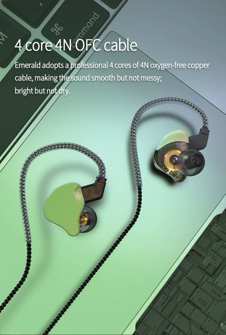 Gadgetoo Ccz Emerald Hifi Earphones 10Mm 1 Dd Unit+Ccz Customized Ba Wired Headphones In Ear Monitors Headset Earbud Hifi Bass Sport