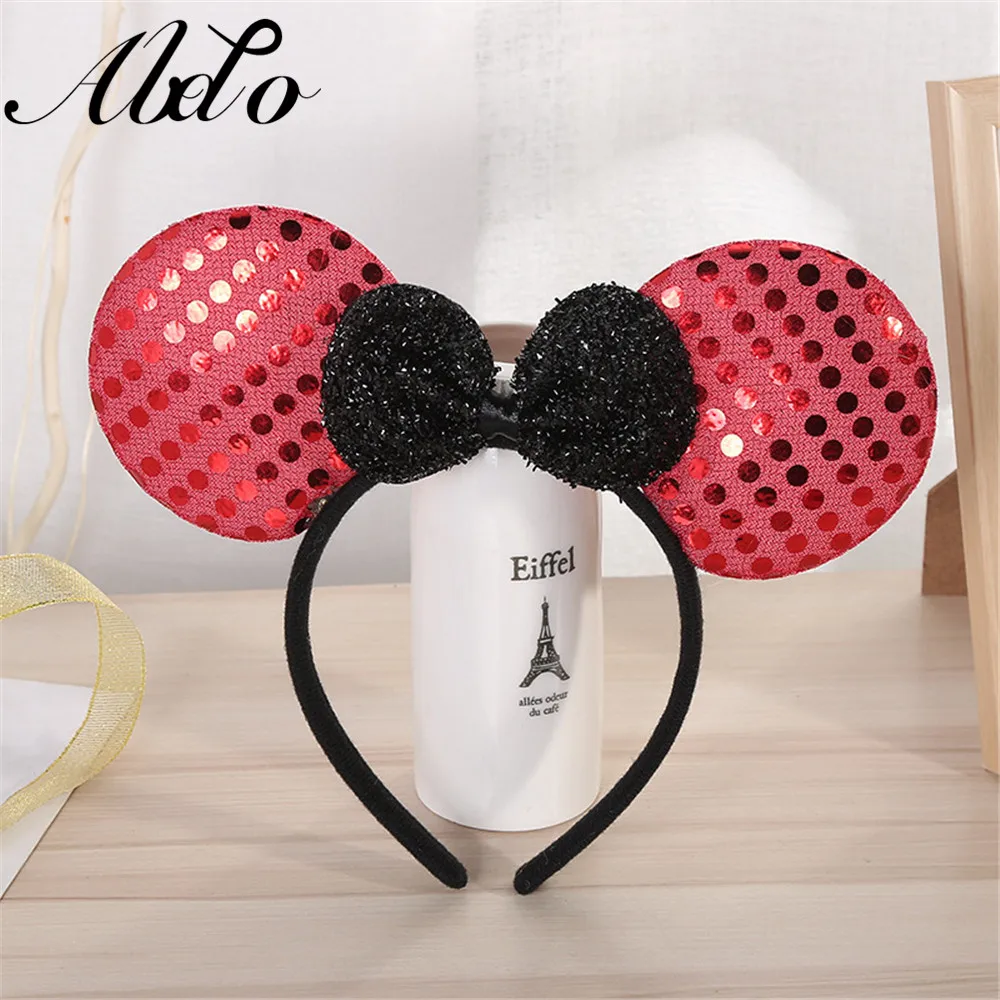 ABDO Hot Sale Big Bow Sequins Children's Hairband Mouse Ears Kids Hairbands For Girls Headwear Photo Shoot Girl Hair Accessories Baby Accessories