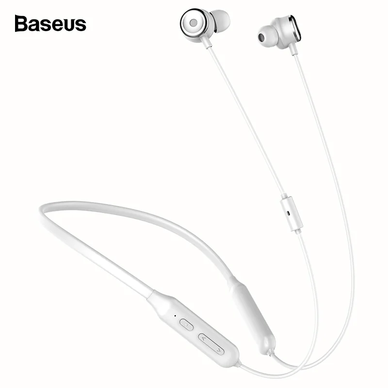 White Baseus S15, активные шумоподавляющие bluetooth-наушники, гарнитура ANC, спортивные шейные Беспроводные наушники с микрофоном для iPhone, samsung - Цвет: White