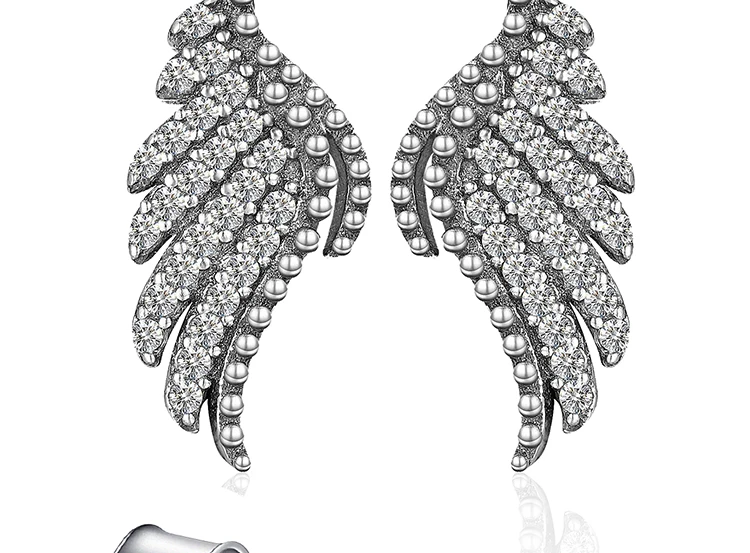 Jewelrypalace стерлингового серебра 925 блеск Крылья Ангела Заклепки earringsjewelrypalac Свадебные украшения серьги для Для женщин Ювелирные украшения