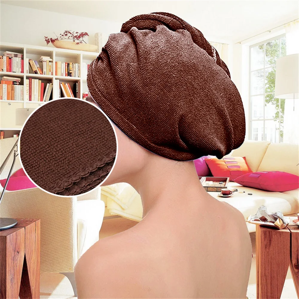 brown Банное полотенце из микрофибры 30x70 см, быстросохнущее женское банное полотенце, полихроматическая шапка для волос, шапка-тюрбан, повязка на голову, купальные инструменты - Цвет: brown