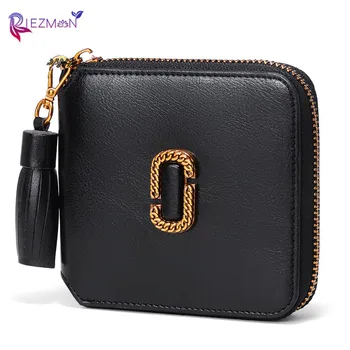 

Riezman Women's Short Wallet Retro Tassel Genuine Leather Wallets Simple Fashion Ladies Clutch Womens Luxury Wallets And Purses