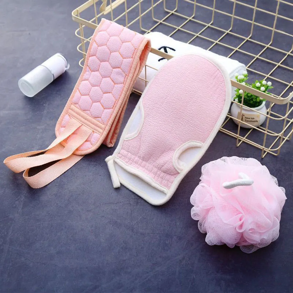 Body Shower Brush Belt Foaming Bath Ball Extended Back Scrubber Handle Cleaning and Exfoliating Pad Set With Massage Points | Красота и