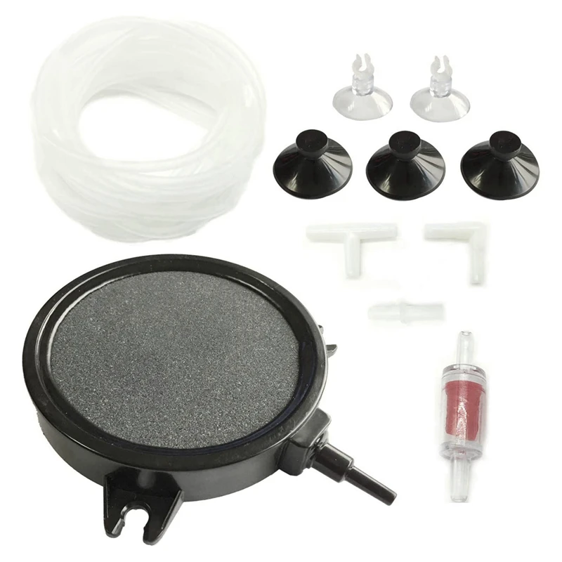Air Stone Disc Bubble with 3 M Aquarium Line Suction Cups Check Valves Connectors for Fish Tank Pump | Дом и сад