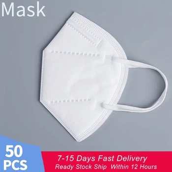 

50pcs/bag white Face Mask PM2.5 Anti-fog Dustproof Safety Mouth Mask 4-Layer Filtration Breathable Reusable mask dorpshipping