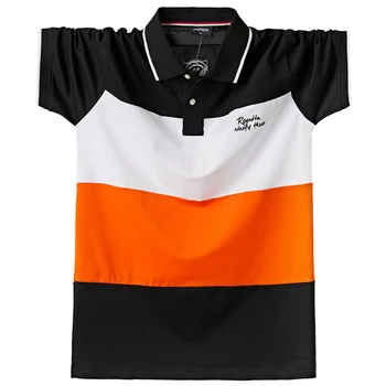 

Polo Shirt Men Short Sleeves Breathable Top Tees Cotton Male Large Tee Summer Fit Slim Patchwork Polo Shirts Big Plus Size 6XL