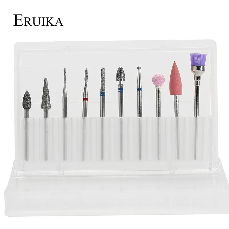 SET5 ERUIKA, 10 шт., набор сверл для ногтей, пилочки для ногтей, электрическая машинка для маникюра, вращающиеся сверла, полировальные инструменты, фрезы, аксессуары для маникюра - Цвет: SET5