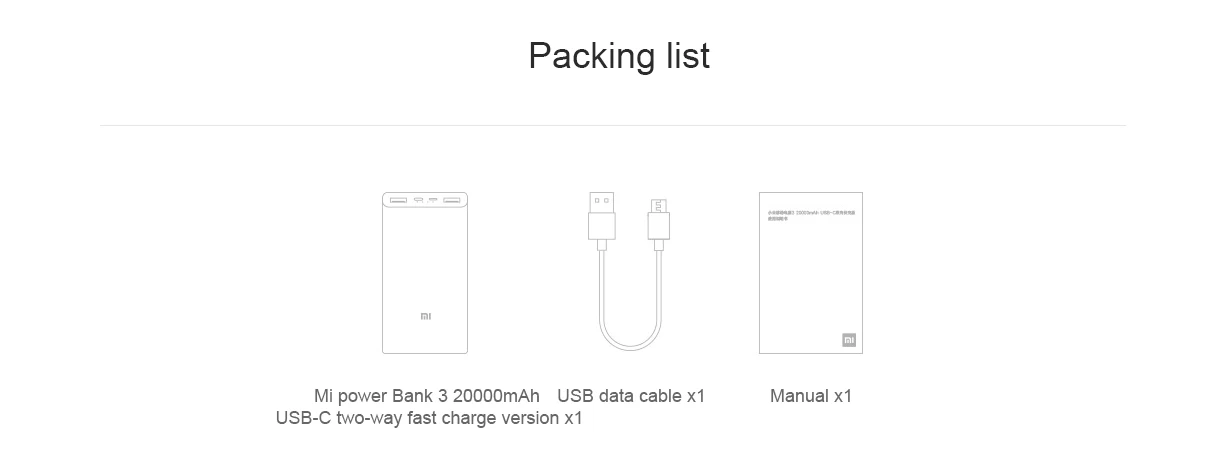 Xiaomi Mi 20000mAh power Bank 3 Pro USB-C 45W портативное зарядное устройство Dual USB power bank для ноутбука смартфона