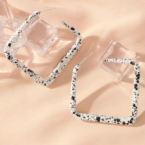 Geometric Polka Dot Earrings For Women's Personality Cold Style Black And White Dali Pattern Inkjet Jewelry Accessories