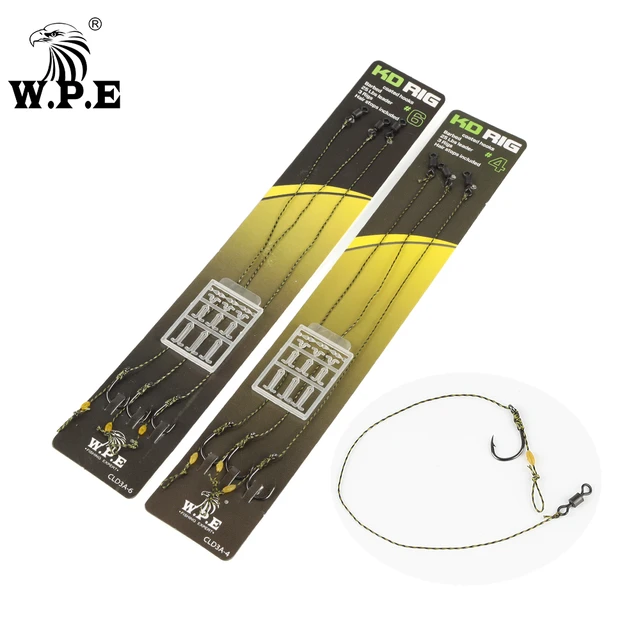 W.P.E Carp Fishing Hair Rig 3Pcs/1Set 4#/6# Ready Made Hook with Boilie  Stoppers