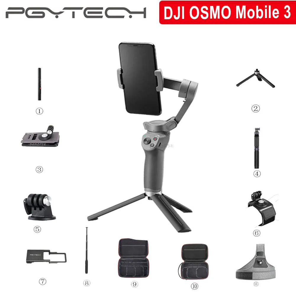 

PGYTECH OSMO Mobile 3 Tripod Selfie Stick Strap Holder Case Bag for Gopro Hero7 6 Insta360 One X Eken Sport Camera Accessories