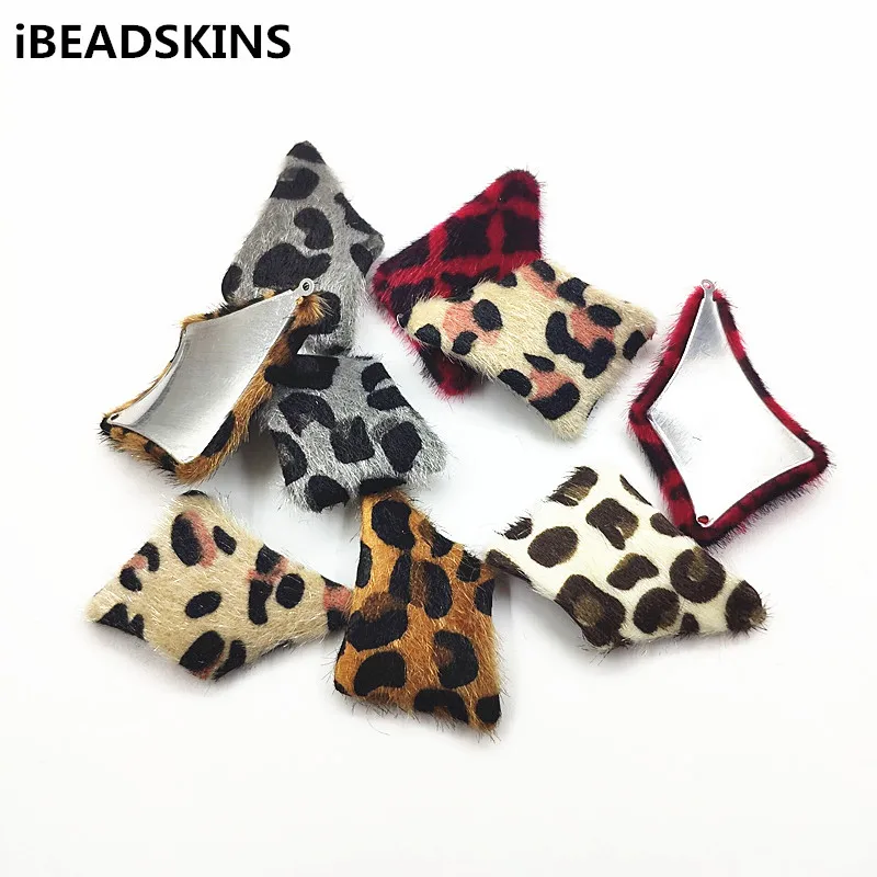 Новое поступление! 50x35 мм 50 шт леопардовая расцветка необычная трапециевидная Форма Шарм для сережек, детали для серег, фурнитура для ювелирных изделий
