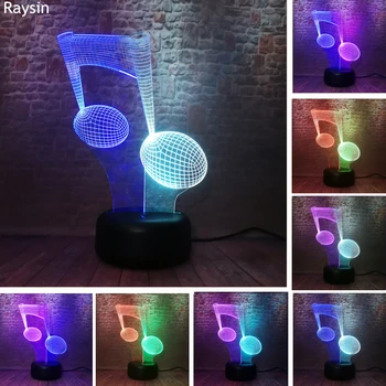 

Creative 3D Musical Note Hologram Smart Touch Mixed-7-Double-Color Night Light Child Kids Students Bedroom Decor Adults Gifts