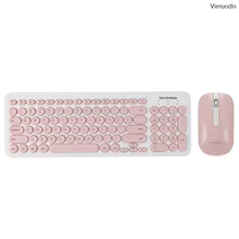 2,4G USB Беспроводной игровая клавиатура мышь комбо круглая кнопка клавиатуры Бесшумная мышь для Apple Mac Win XP/7/10/IOS