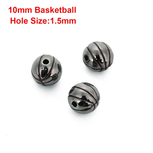 2pcs/lot Copper Rugby basketball baseball beads Copper Spacer Bead Fit DIY Sporting Jewelry Making For Sports Bracelet Warehouse Gun black