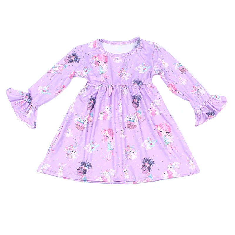 Пасхальное платье для маленьких девочек; милое платье принцессы с длинными рукавами и принтом кролика для девочек; пасхальное платье с рисунком кролика и яйца - Цвет: 5