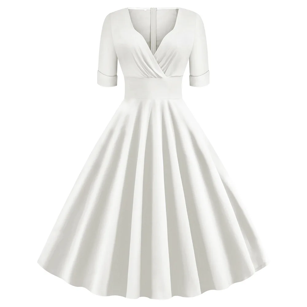 white rockabilly dress