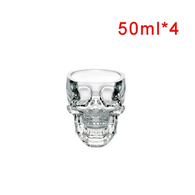 4xcup 50ml Хрустальные стеклянные кружки с черепом, прозрачные бутылки для шампанского, коктейлей, пива, кофе, вина, Набор чашек, контейнеры для напитков - Цвет: 4xcup 50ml