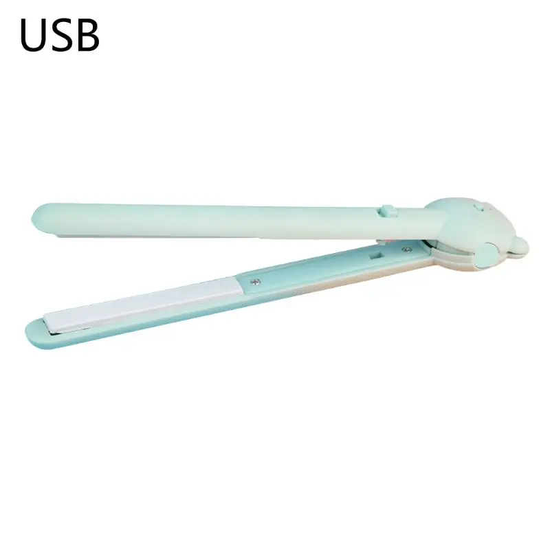 Портативный беспроводной USB мини выпрямитель для волос плоский бигуди выпрямление волос Утюг - Цвет: Зеленый