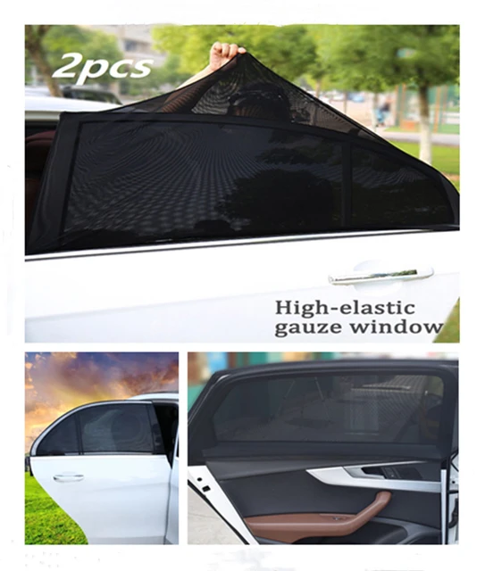 2Pcs Netz Stoff Sonnenblende Schatten Abdeckung Auto Hinten Seite Fenster  Sonnenschutz Schild UV Protector Schwarz Auto Sonnenschirm vorhang -  AliExpress