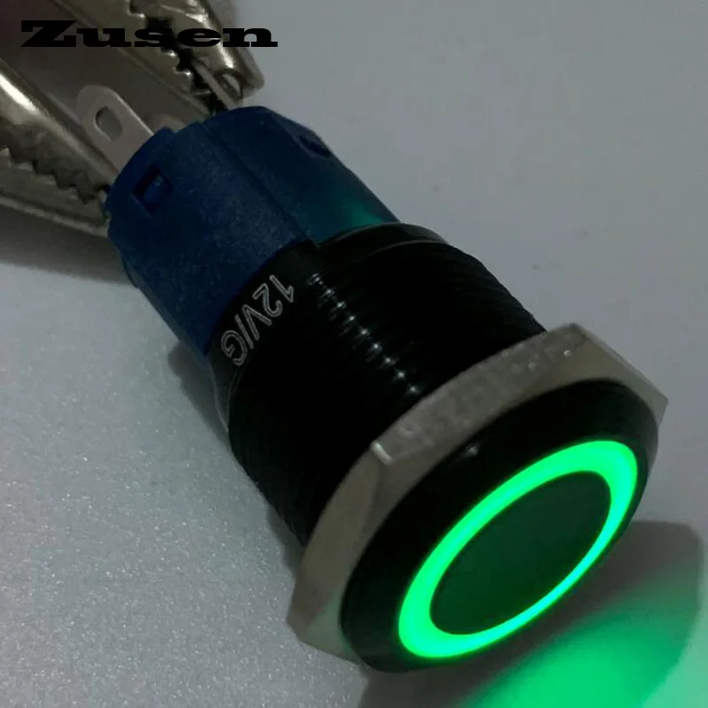 Zusen 16 мм кольцо освещенное защелкивающаяся кнопка(ZS16F-11ZE/R/12 V/A - Цвет: Зеленый