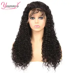 Бразильская холодная завивка фронта шнурка человеческих волос парики Remy передние парики на кружеве с детскими волосами предварительно