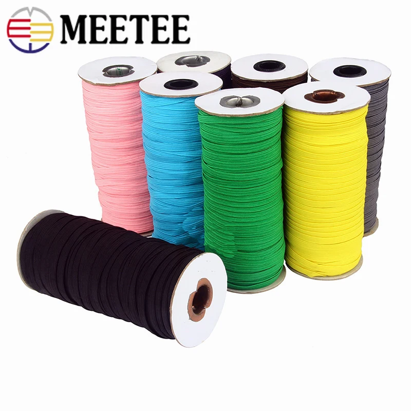 Meetee 1 рулон 3mmX120M 6mmX90M цветной полиэстеровый резиновый эластичный ремешок для ушей