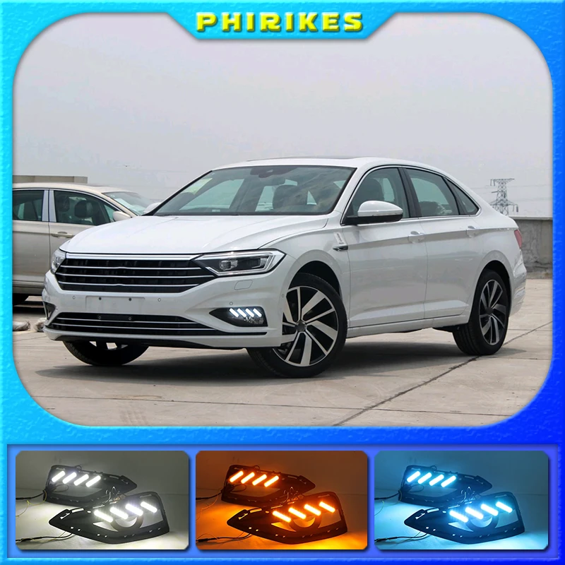 

1 комплект 12v светодиодный для Volkswagen VW Jetta Sagitar 2019 DRL Габаритные огни дневного света ABS колпак противотуманных фар