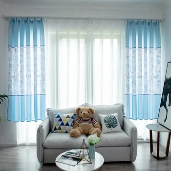 

Modern Minimalist Banyan Leaf Wood Grain Finished Curtains Used In Bedroom Study Blackout Curtains