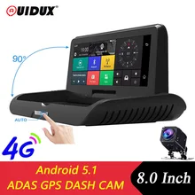 QUIDUX 8 дюймов ips 4G Автомобильный видеорегистратор Камера gps Android FHD 1080P ADAS Dash cam двойной объектив Автомобильный видеорегистратор ночного видения дистанционный монитор
