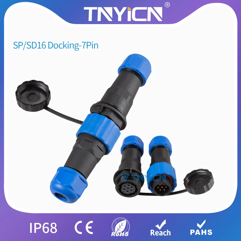 Водонепроницаемый разъем IP68 SP/SD16 Docking-7Pin набор электрических штепсельных и
