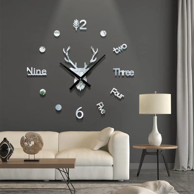 3D Sticker Deer Head Wall Clock