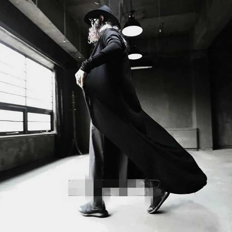 

Men's Long Sleeve Cardigan T Shirt Spring Summer New Slim Personality Irregular Hip Hop Long Casual Large Size Jacket