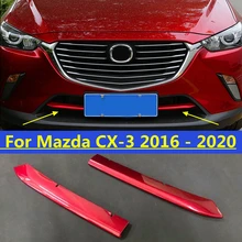 Auto Styling Front Head Bottom Below Grille Grill Strip Decoration Cover Trim For Mazda CX 3 CX3 2016   2020 Red / Silver