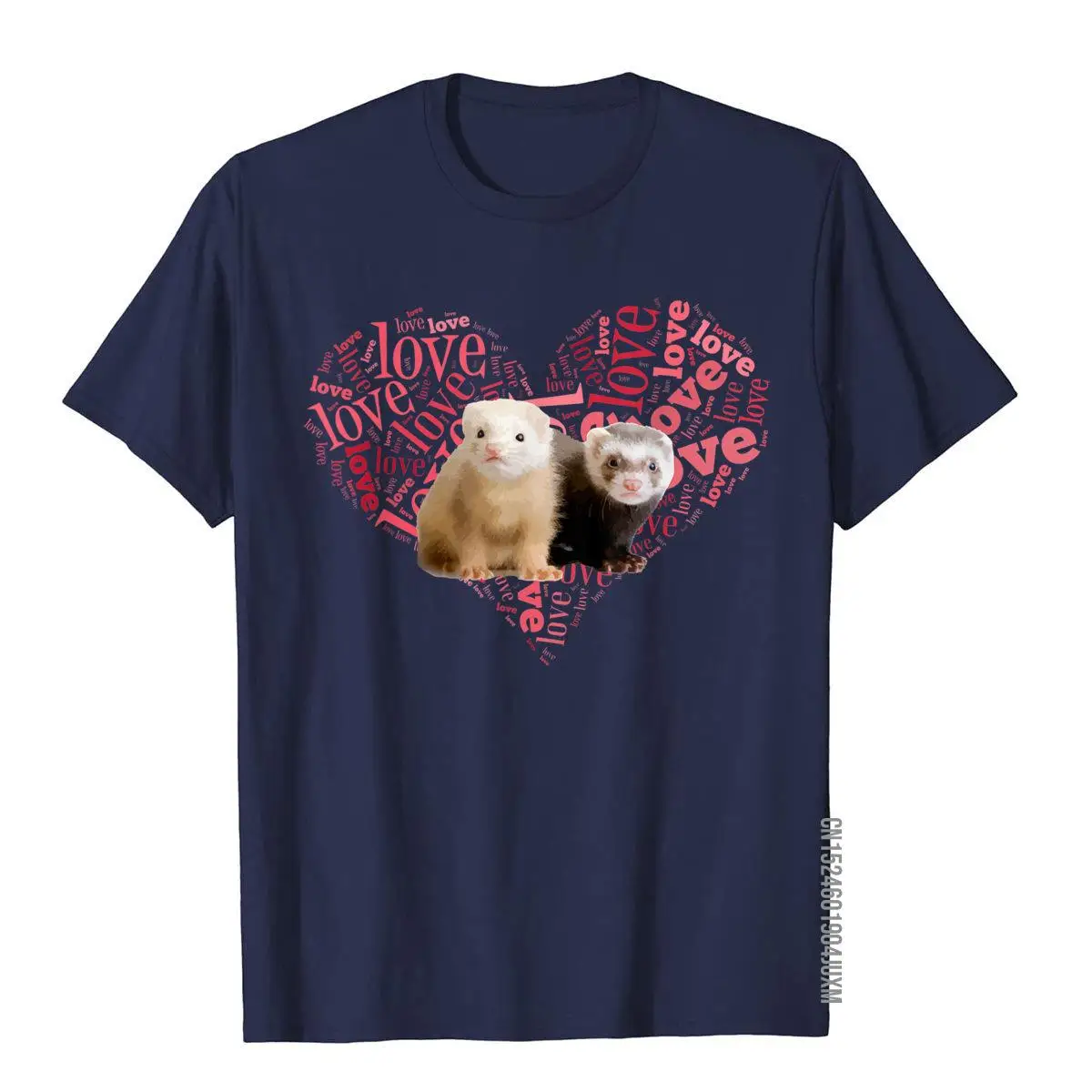 I Love Ferrets T-Shirt - Heart Shaped Ferret Lover Gift__97A137navy