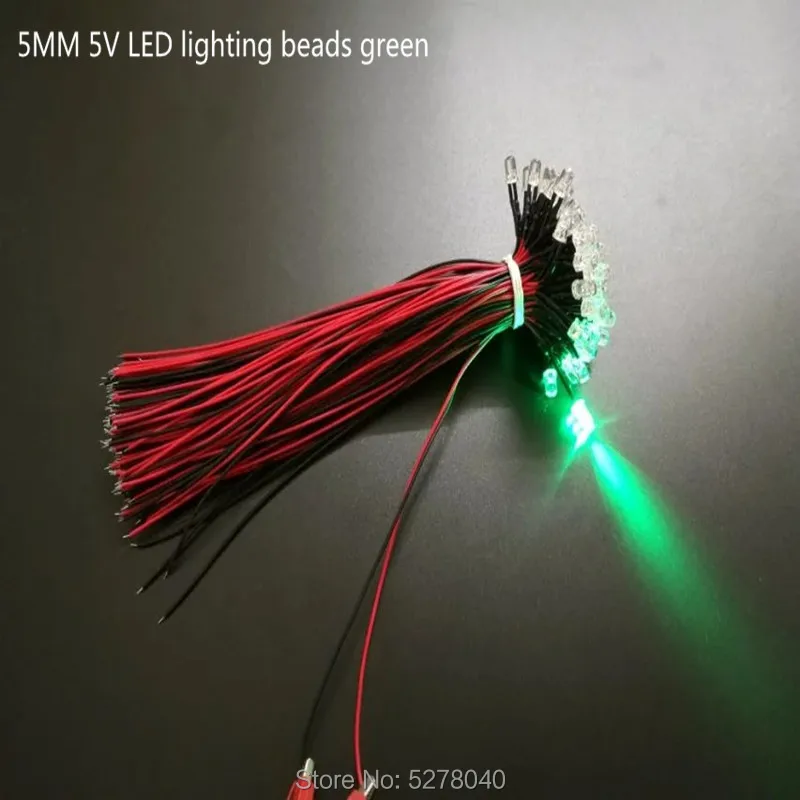 5V lighting beads 5MM Transparent highlight 20cm red yellow blue green white warm white pink orange purple 50pcs/lot
